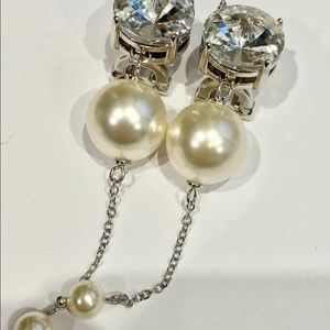 MIU MIU Platinum Faux Pearl Clip On Earrings